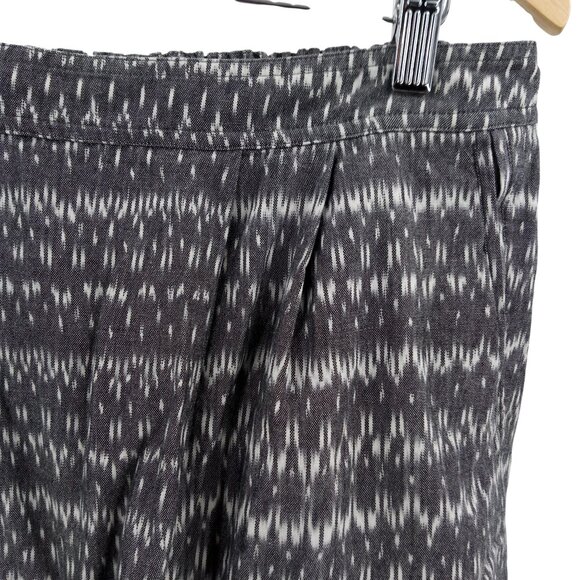 Eileen Fisher Ikat Pleated Organic Cotton A Line Skirt Size M Gray Pockets - Picture 3 of 11